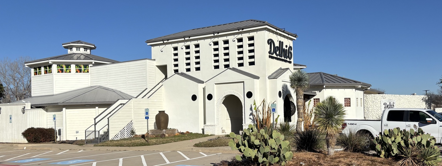 Restaurant exterior with several roof forms