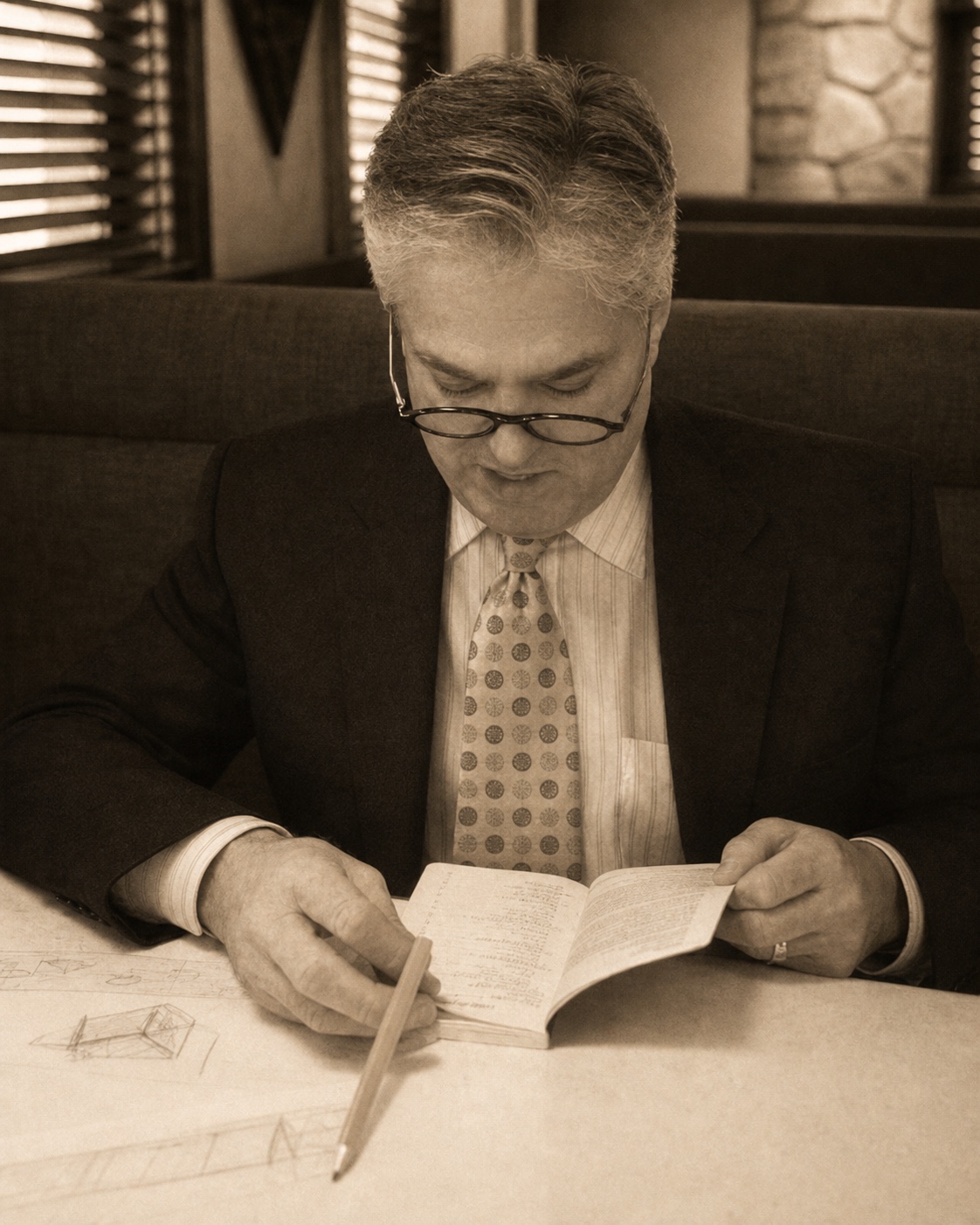 Drew Thacker reviewing field notes